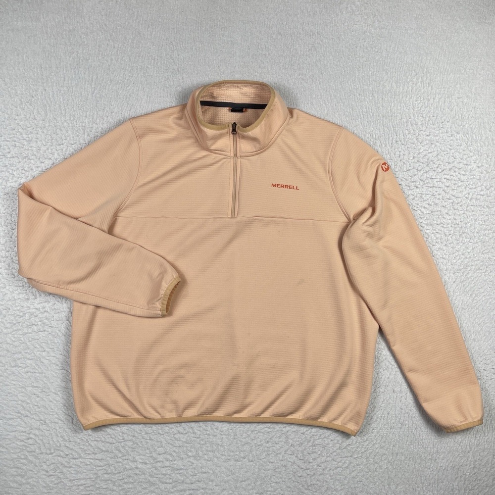 Merrell‎ Pullover Womens XXL Peach Quarter Zip Waffle Grid Gorpcore Hiking